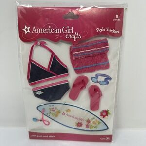 American Girl Style Stickers OS Pink Surfs Up Swimming 3D Dimensional 8 Pieces